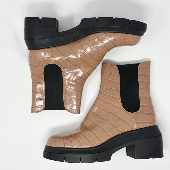 Stuart Weitzman Norah Croc Stamped Leather Lug Sole Boot EU 39 - Picture 5 of 10